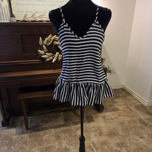 Ginger G Navy and White Striped Tank Top